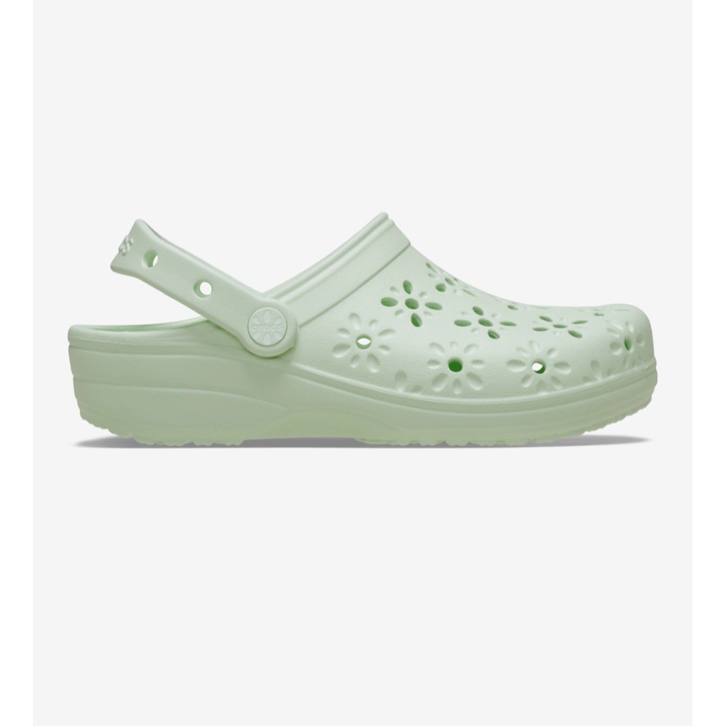 Crocs Classic Floral Cutout Jade Tint Green Women's 9